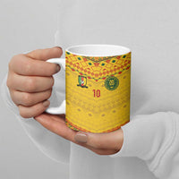 Custom Cameroon Football Ceramic Mug Tribal Motifs Yellow Color - Wonder Print Shop