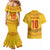Custom Cameroon Football Couples Matching Mermaid Dress and Hawaiian Shirt Tribal Motifs Yellow Color - Wonder Print Shop