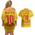Custom Cameroon Football Couples Matching Off Shoulder Short Dress and Hawaiian Shirt Tribal Motifs Yellow Color - Wonder Print Shop
