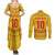 Custom Cameroon Football Couples Matching Summer Maxi Dress and Long Sleeve Button Shirt Tribal Motifs Yellow Color - Wonder Print Shop