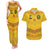 Custom Cameroon Football Couples Matching Tank Maxi Dress and Hawaiian Shirt Tribal Motifs Yellow Color - Wonder Print Shop
