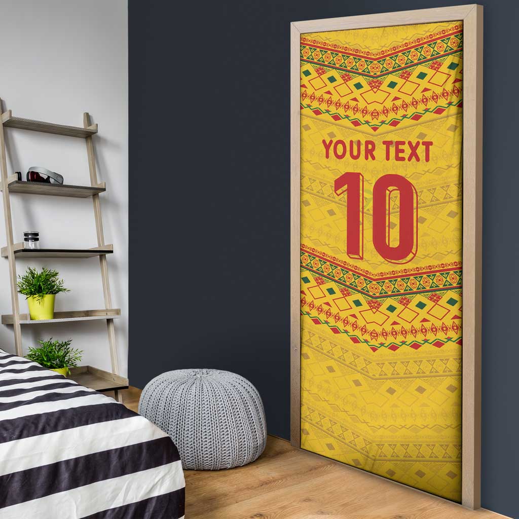 Custom Cameroon Football Door Cover Tribal Motifs Yellow Color - Wonder Print Shop