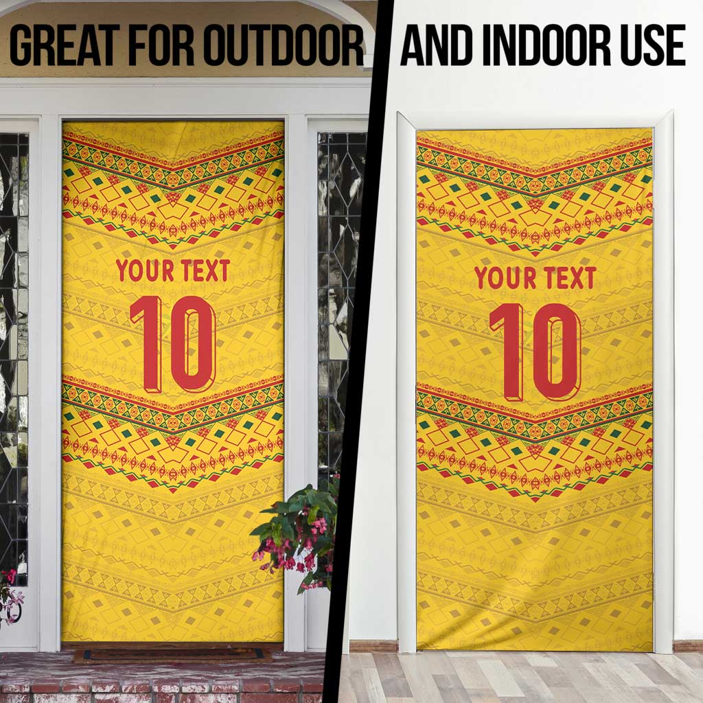 Custom Cameroon Football Door Cover Tribal Motifs Yellow Color - Wonder Print Shop