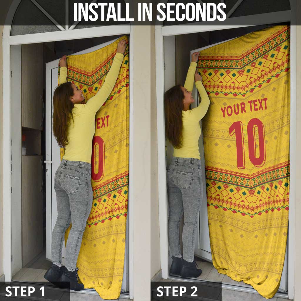 Custom Cameroon Football Door Cover Tribal Motifs Yellow Color - Wonder Print Shop