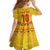 Custom Cameroon Football Family Matching Long Sleeve Bodycon Dress and Hawaiian Shirt Tribal Motifs Yellow Color - Wonder Print Shop