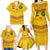 Custom Cameroon Football Family Matching Long Sleeve Bodycon Dress and Hawaiian Shirt Tribal Motifs Yellow Color - Wonder Print Shop