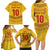 Custom Cameroon Football Family Matching Long Sleeve Bodycon Dress and Hawaiian Shirt Tribal Motifs Yellow Color - Wonder Print Shop