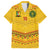Custom Cameroon Football Family Matching Long Sleeve Bodycon Dress and Hawaiian Shirt Tribal Motifs Yellow Color - Wonder Print Shop