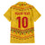 Custom Cameroon Football Family Matching Long Sleeve Bodycon Dress and Hawaiian Shirt Tribal Motifs Yellow Color - Wonder Print Shop