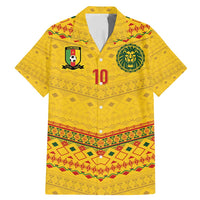 Custom Cameroon Football Family Matching Mermaid Dress and Hawaiian Shirt Tribal Motifs Yellow Color - Wonder Print Shop