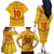 Custom Cameroon Football Family Matching Off The Shoulder Long Sleeve Dress and Hawaiian Shirt Tribal Motifs Yellow Color - Wonder Print Shop