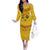 Custom Cameroon Football Family Matching Off The Shoulder Long Sleeve Dress and Hawaiian Shirt Tribal Motifs Yellow Color - Wonder Print Shop