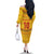 Custom Cameroon Football Family Matching Off The Shoulder Long Sleeve Dress and Hawaiian Shirt Tribal Motifs Yellow Color - Wonder Print Shop