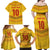 Custom Cameroon Football Family Matching Off Shoulder Maxi Dress and Hawaiian Shirt Tribal Motifs Yellow Color - Wonder Print Shop