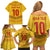 Custom Cameroon Football Family Matching Off Shoulder Short Dress and Hawaiian Shirt Tribal Motifs Yellow Color - Wonder Print Shop