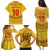 Custom Cameroon Football Family Matching Puletasi and Hawaiian Shirt Tribal Motifs Yellow Color - Wonder Print Shop