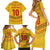 Custom Cameroon Football Family Matching Short Sleeve Bodycon Dress and Hawaiian Shirt Tribal Motifs Yellow Color - Wonder Print Shop