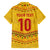 Custom Cameroon Football Family Matching Short Sleeve Bodycon Dress and Hawaiian Shirt Tribal Motifs Yellow Color - Wonder Print Shop