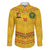 Custom Cameroon Football Family Matching Short Sleeve Bodycon Dress and Hawaiian Shirt Tribal Motifs Yellow Color - Wonder Print Shop
