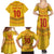 Custom Cameroon Football Family Matching Summer Maxi Dress and Hawaiian Shirt Tribal Motifs Yellow Color - Wonder Print Shop