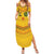 Custom Cameroon Football Family Matching Summer Maxi Dress and Hawaiian Shirt Tribal Motifs Yellow Color - Wonder Print Shop