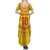 Custom Cameroon Football Family Matching Summer Maxi Dress and Hawaiian Shirt Tribal Motifs Yellow Color - Wonder Print Shop