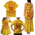 Custom Cameroon Football Family Matching Tank Maxi Dress and Hawaiian Shirt Tribal Motifs Yellow Color - Wonder Print Shop