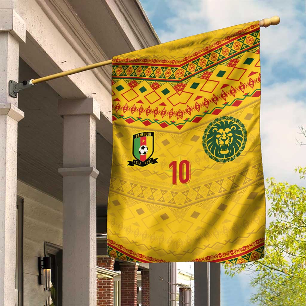 Custom Cameroon Football Garden Flag Tribal Motifs Yellow Color - Wonder Print Shop