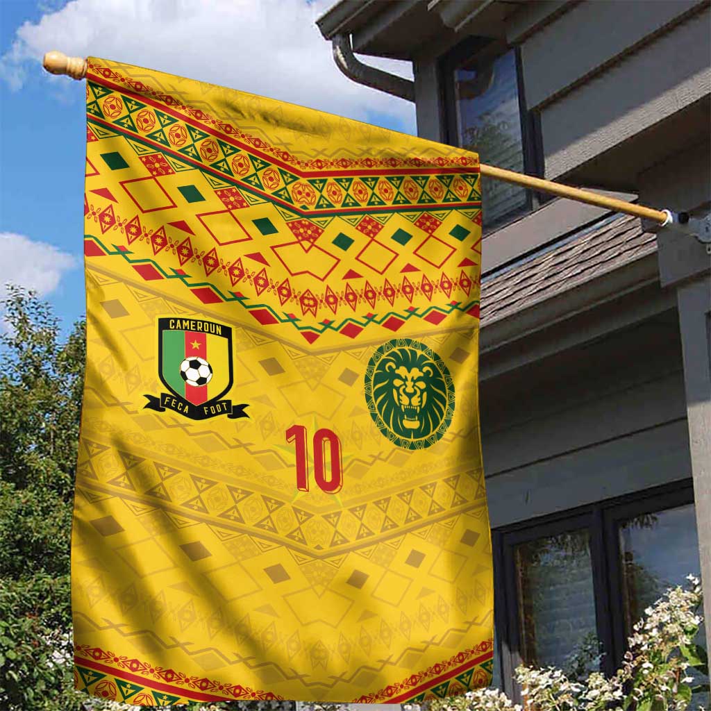 Custom Cameroon Football Garden Flag Tribal Motifs Yellow Color - Wonder Print Shop