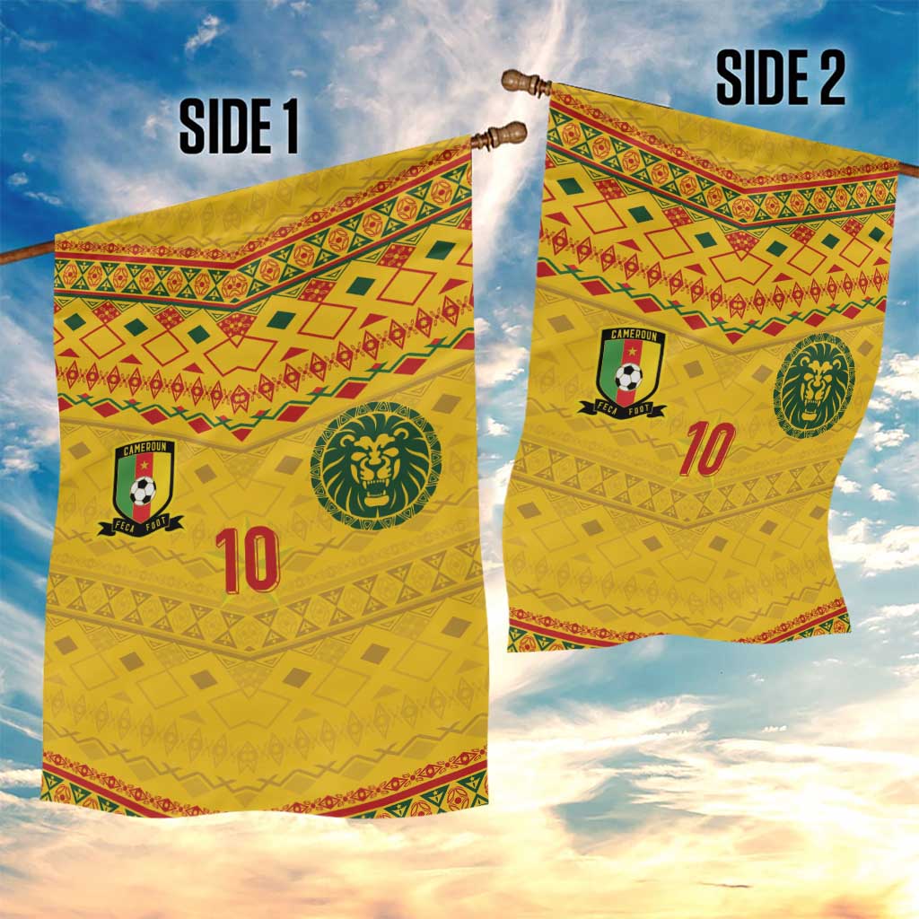 Custom Cameroon Football Garden Flag Tribal Motifs Yellow Color - Wonder Print Shop