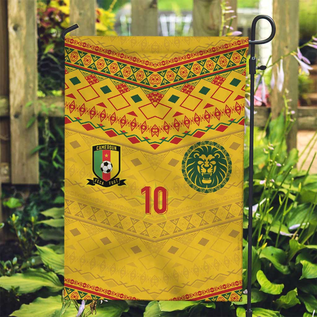 Custom Cameroon Football Garden Flag Tribal Motifs Yellow Color - Wonder Print Shop