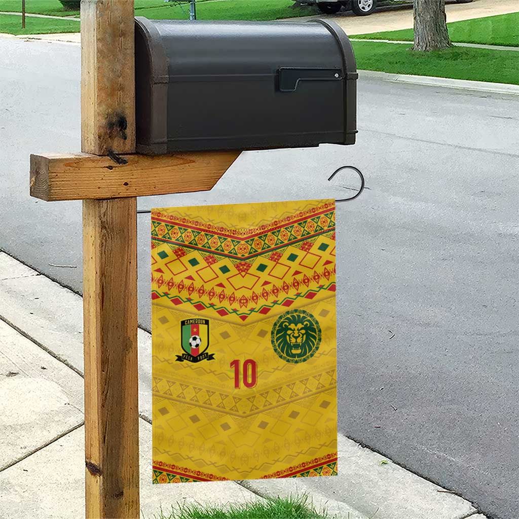 Custom Cameroon Football Garden Flag Tribal Motifs Yellow Color - Wonder Print Shop