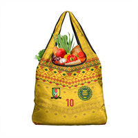 Custom Cameroon Football Grocery Bag Tribal Motifs Yellow Color - Wonder Print Shop