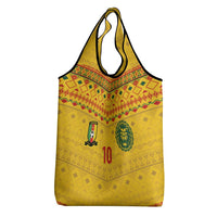 Custom Cameroon Football Grocery Bag Tribal Motifs Yellow Color - Wonder Print Shop