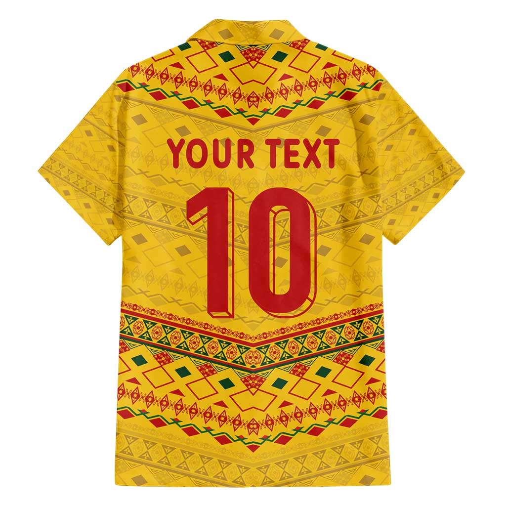 Custom Cameroon Football Hawaiian Shirt Tribal Motifs Yellow Color - Wonder Print Shop