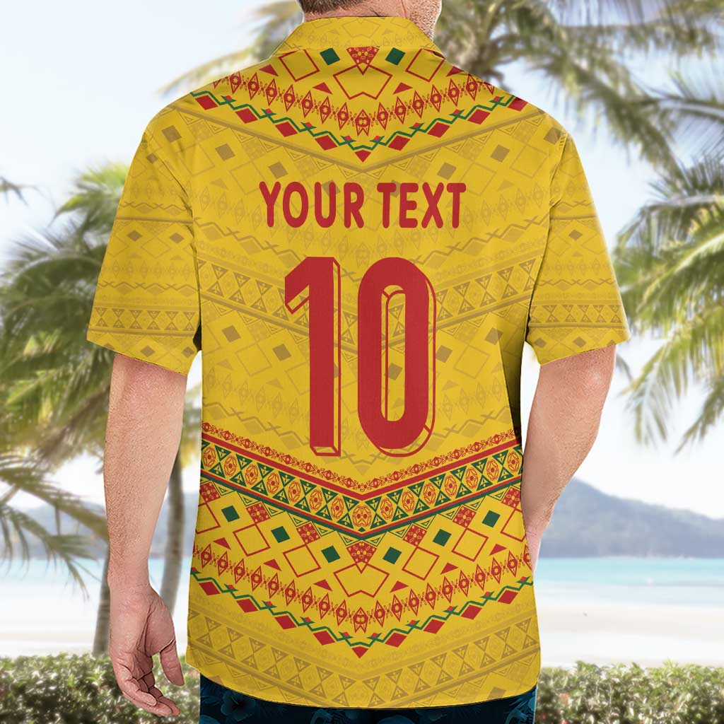 Custom Cameroon Football Hawaiian Shirt Tribal Motifs Yellow Color - Wonder Print Shop