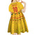 Custom Cameroon Football Kid Short Sleeve Dress Tribal Motifs Yellow Color - Wonder Print Shop