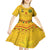 Custom Cameroon Football Kid Short Sleeve Dress Tribal Motifs Yellow Color - Wonder Print Shop