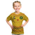 Custom Cameroon Football Kid T Shirt Tribal Motifs Yellow Color - Wonder Print Shop