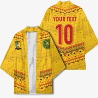 Custom Cameroon Football Kimono Tribal Motifs Yellow Color - Wonder Print Shop