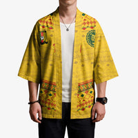 Custom Cameroon Football Kimono Tribal Motifs Yellow Color - Wonder Print Shop