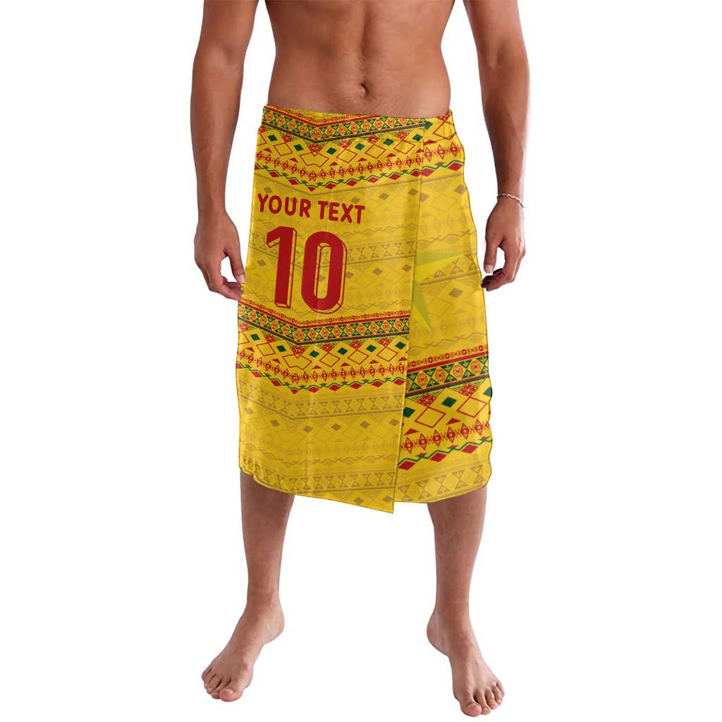 Custom Cameroon Football Lavalava Tribal Motifs Yellow Color - Wonder Print Shop