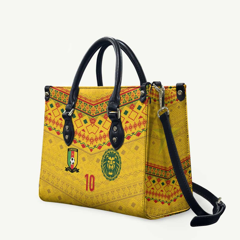 Custom Cameroon Football Leather Bag Tribal Motifs Yellow Color - Wonder Print Shop