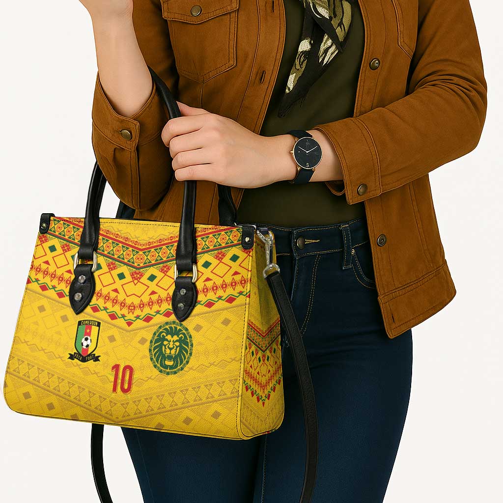 Custom Cameroon Football Leather Bag Tribal Motifs Yellow Color - Wonder Print Shop
