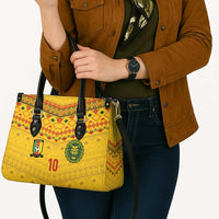 Custom Cameroon Football Leather Bag Tribal Motifs Yellow Color - Wonder Print Shop