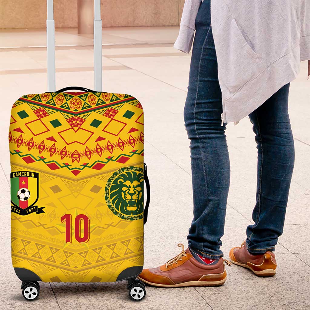 Custom Cameroon Football Luggage Cover Tribal Motifs Yellow Color - Wonder Print Shop