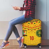 Custom Cameroon Football Luggage Cover Tribal Motifs Yellow Color - Wonder Print Shop