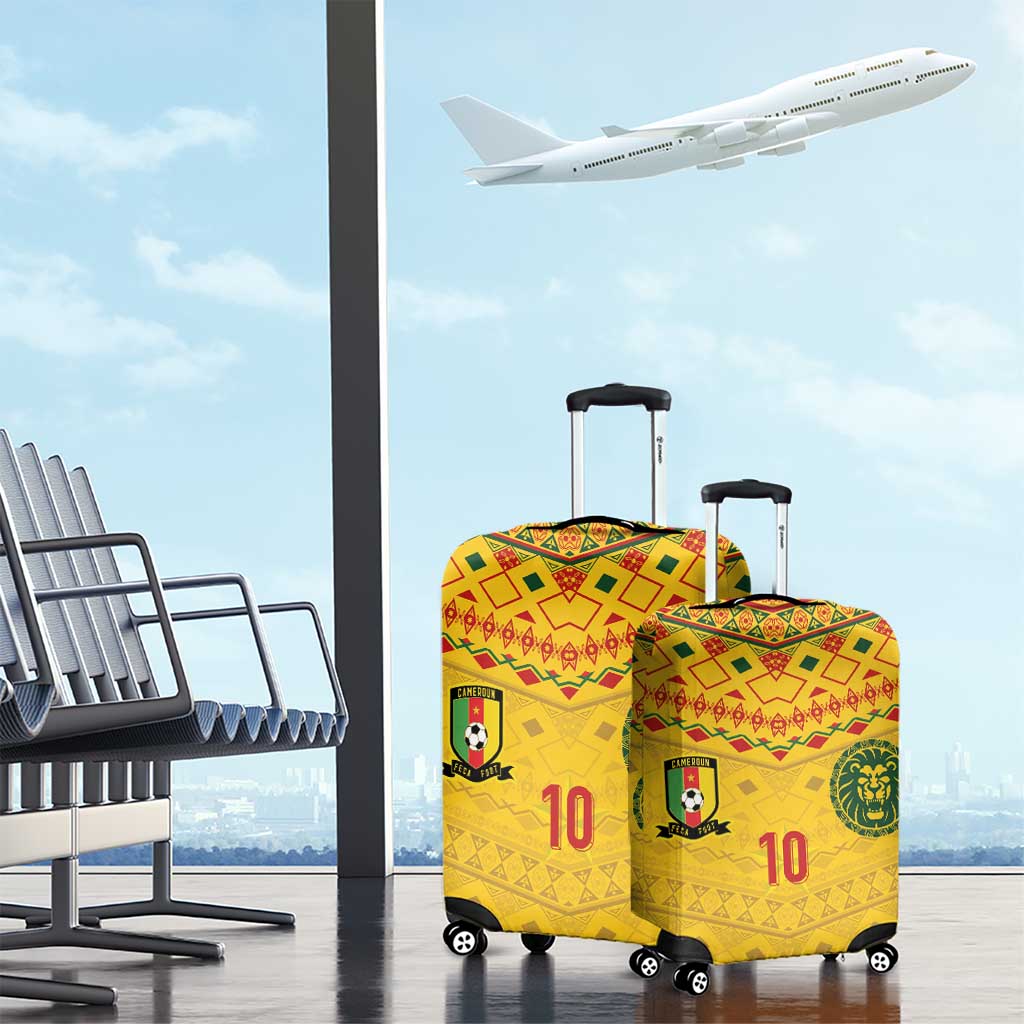 Custom Cameroon Football Luggage Cover Tribal Motifs Yellow Color - Wonder Print Shop
