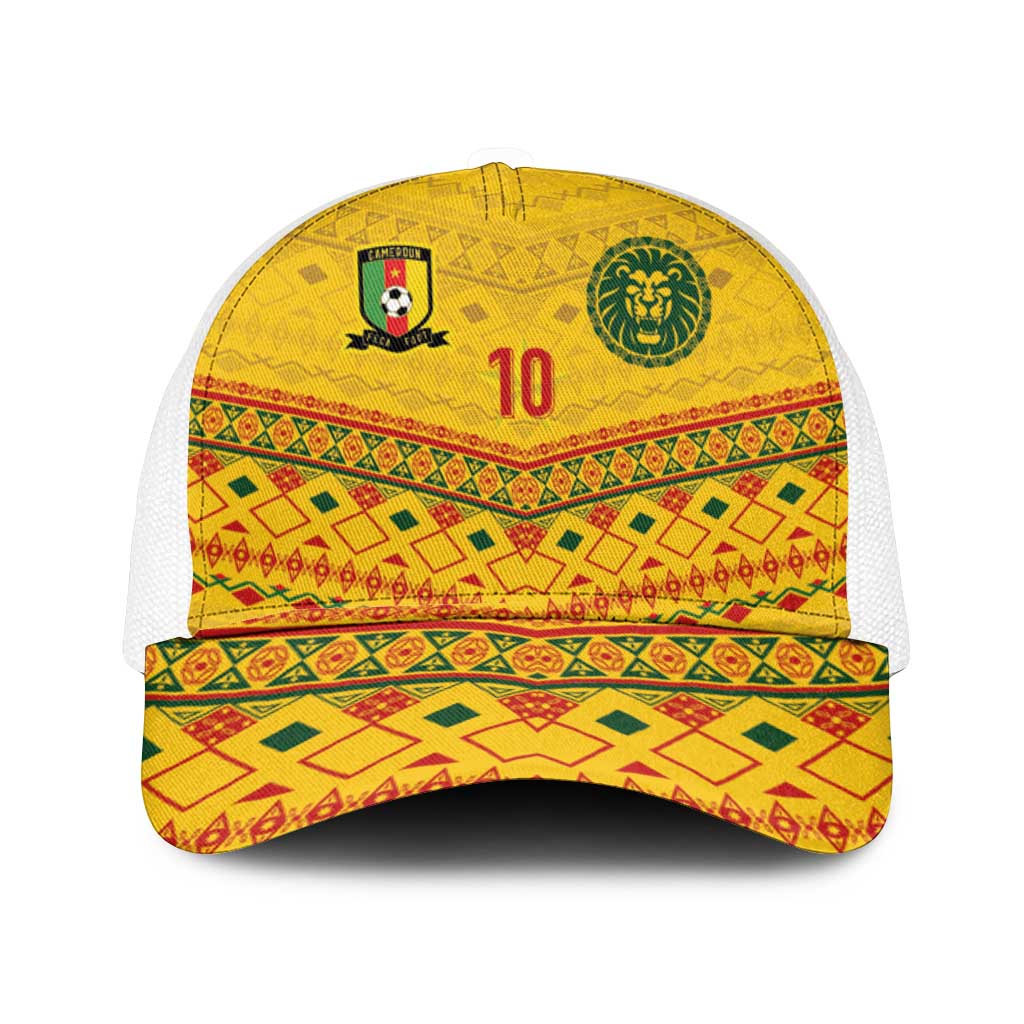 Cameroon Football Mesh Trucker Cap Tribal Motifs Yellow Color - Wonder Print Shop