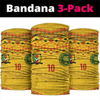 Custom Cameroon Football Neck Gaiter Tribal Motifs Yellow Color - Wonder Print Shop